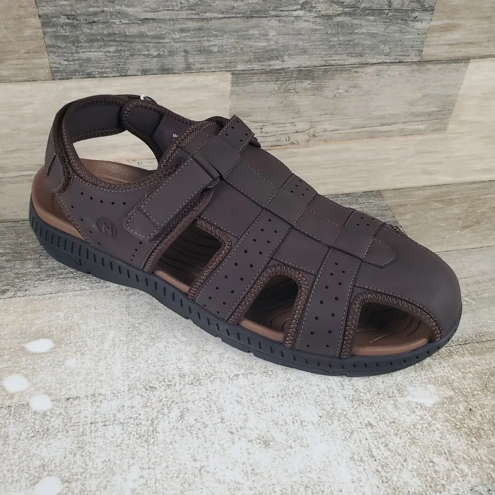 Nunn Bush Laguna Mens Fisherman Sandals Sz 13 M‎ Brown Brun Slingback